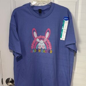 New Gildan Blue Easter Bunny T-Shirt. Size XL.